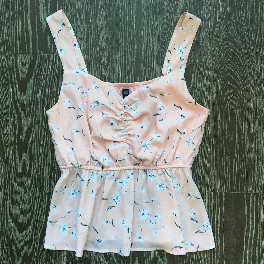 Design Lab Pink Floral Tank Top, Sz S